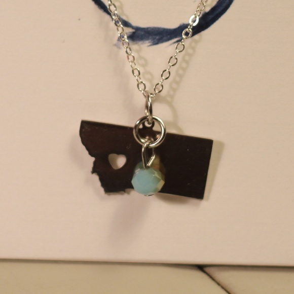 Montana State Necklace with blue Charm - Picture 1 of 2